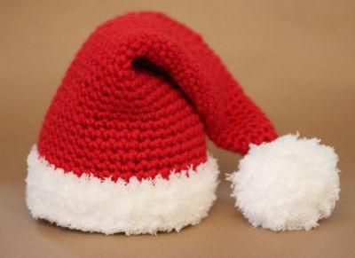 Red Color Printing Embroidery Santa Hat