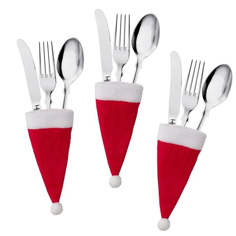 Christmas Gift Tableware Fork Knife Holder Bag Christmas Decorations