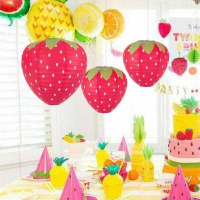 3D Strawberry Paper Lantern Children&rsquor; S Day New Year Lantern Kindergarten Decoration Foldable Shaped Lantern