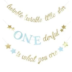 Umiss Paper Gold Foil Letter Banner Set for Boy Baby Shower Decorations