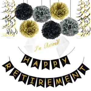 Umiss Paper Retirement Party Decorations Set with Bunting Retired Sash OEM