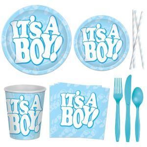 16 Guests Baby Shower Oh Baby Boy Tableware Gender Reveal Party Decor