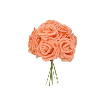 Peach Roses Vintage Artificial Flowers Dual Palette Rose with Stem for DIY Wedding Flower Arrangements Centerpieces