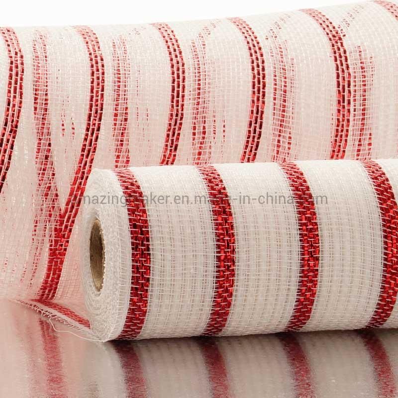 1.75′′ Stripe Half Solid Metallic 10′′ Wide Deco Mesh