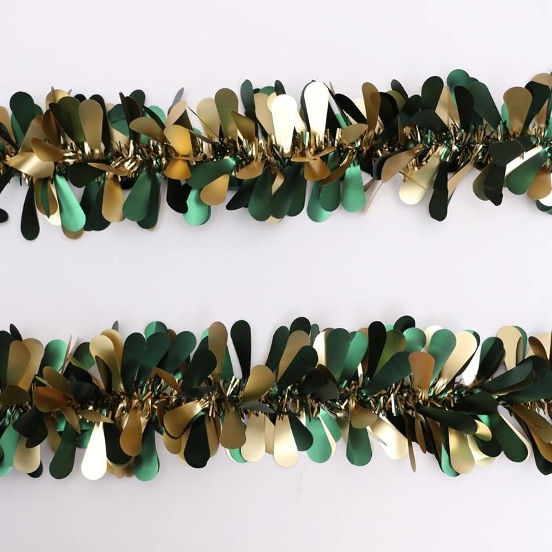 New Coming Shape Attractive Dark Green+ Gold Matt Christmas Tree Decorative Pet Tinsel
