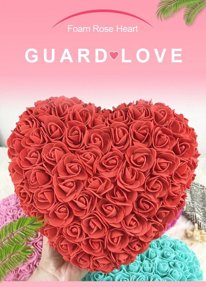30cm Heart Roses Artificial Flower Heart Rose Flower Gift Boxes Valentine Gifts Soap Foam Flowers Wedding Decorations