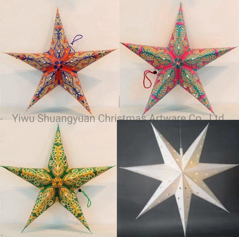 Christmas Paper Star for Holiday Wedding Party Decoration Supplies Hook Ornament Craft Gifts