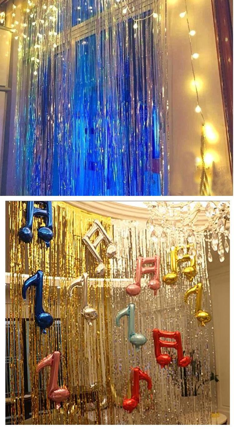 Showsea Party Decoration Aluminum Foil Curtain Tinsel Festival Background Sparkling Laser Colorful 1*2.5m Foil Fringe Square