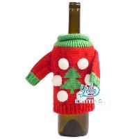Vintage Knit Christmas Wine Bottle Cover Sleeve Red Ugly Santa Party