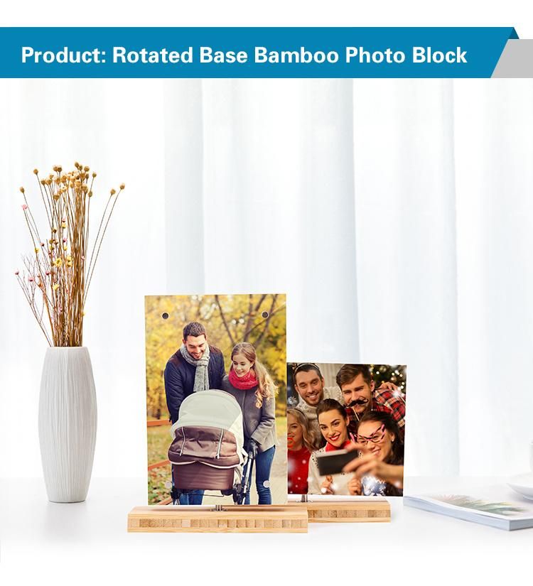 Borderless Frame Picture Acrylic Magnetic Panel Bamboo Photo Craft Gift