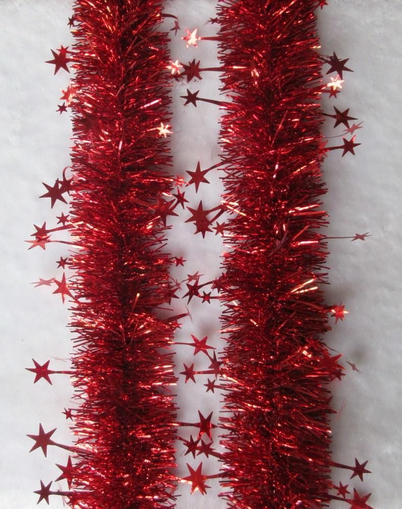 Cute Desgign Happy Christmas Tree Decorative 2.7m Slim Pet Tinsel with Star