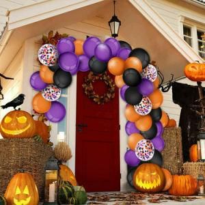 129PCS Halloween Balloon Arch Kit Confetti Latex Balloon Party Decoration