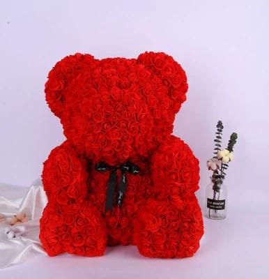 High Quality Handmade DIY Teddy Bear Shape Preserved Rose Flower Custom Giant Forever Eternal Rose Bear for Valentine Gifts