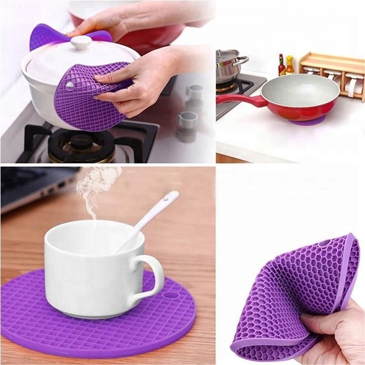 Square Coaster Silicone Trivet, Honeycomb Silicone Trivet Mat Non Slip Heat Resistant Square Silicone Pot Holder