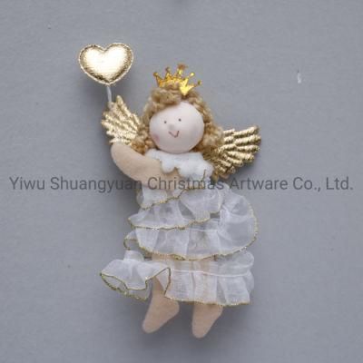 Stock New Design High Sales Christmas Plush Angel for Holiday Wedding Party Decoration Supplies Hook Ornament Craft Gifts