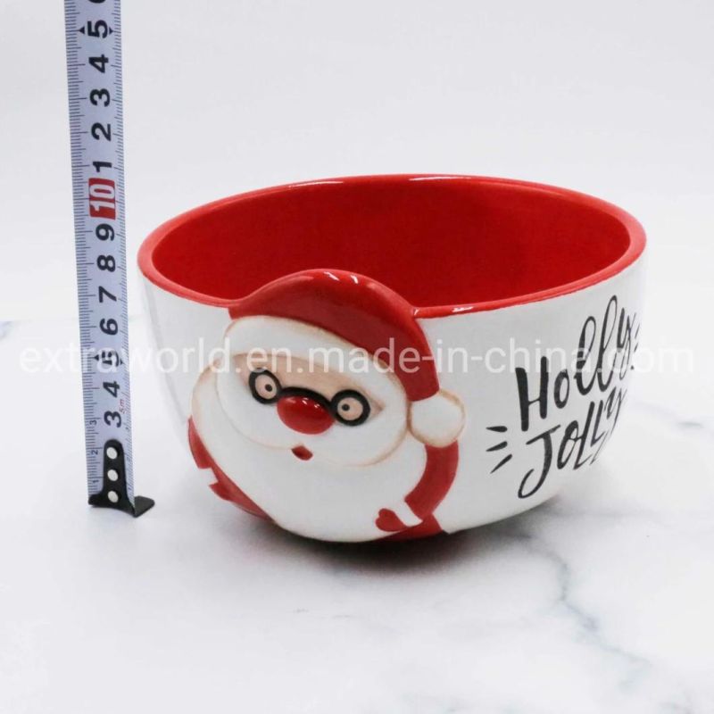 2021 Promotion Gift Hand-Painted Ceramic Bowl Christmas Dinnerware Craft