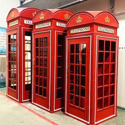 Wedding Decoration Support OEM Iron Metal Material London Phone Booth Soundproof Telephone Booth