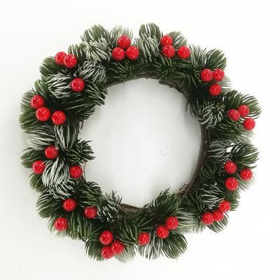Christmas Pine Cone Round Ball Decorated with Red Berries Christmas Wreath