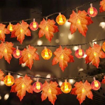 New LED Maple Leaf Pumpkin Lantern String Halloween Decoration Light