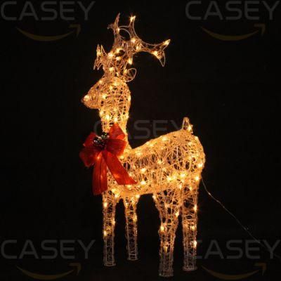 Cheap Promotion Outdoor Garden Lighting Decoration Metal 3D Christmas Deer PVC Motif Lightmaterial PVC Lamp