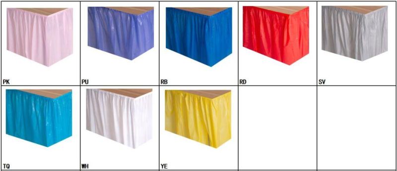 Plastic Party Disposable Soild Color Table Skirt