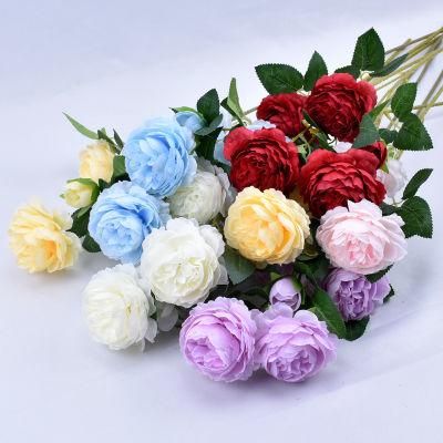Artificial Peony Silk Flowers Wedding Home Decoration, Pack of 3