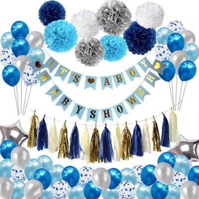 Showsea Boss Boy Decor Set Paper Tissue Poms Balloon It&prime; S a Boy Baby Shower Party Supplies Decoration