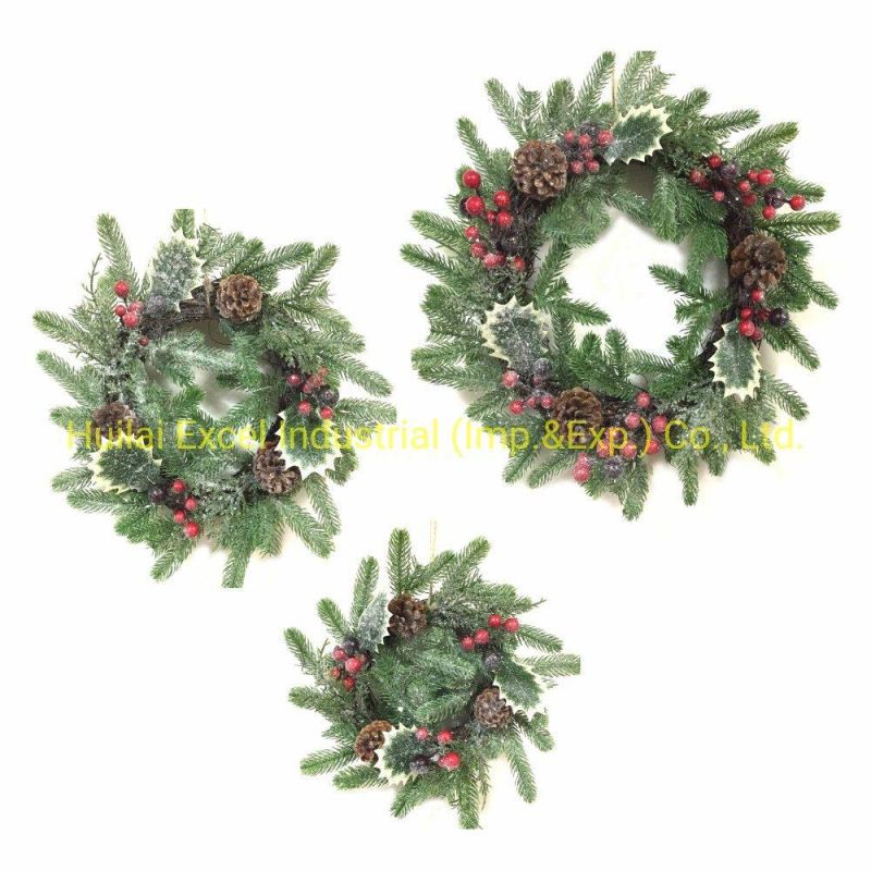 Artificial Wreaths Xmas Natural Rattan Wreath Outdoor PE Garland Wreath