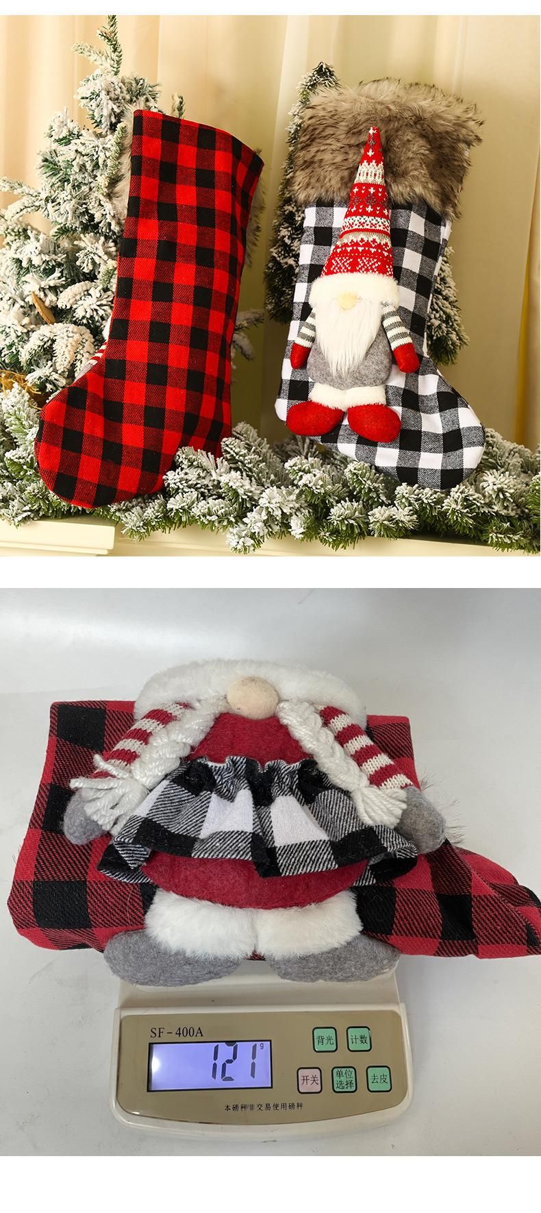 Christmas Decorations Three-Dimensional Figures Checkered Christmas Stockings Christmas Tree Pendants Gifts Gifts Candy Bags Pendants