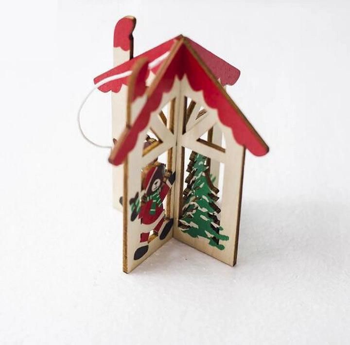 Creative Colored Drawing Splicing Wooden Christmas Tree Decorations