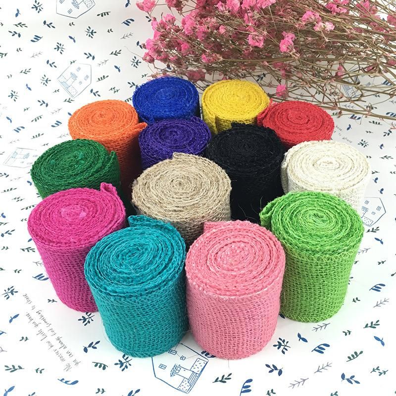 Wholesale Wired Fabric Natural Jute Lace Mesh Burlap Ribbon Roll