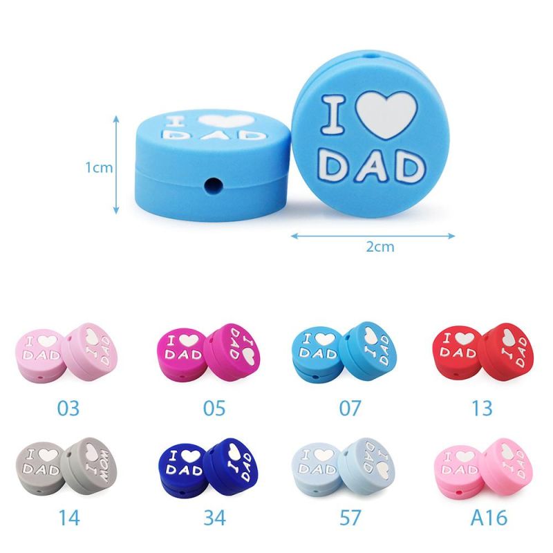 Silicone Teether Disc I Love Mom Baby Pacifier Clip Chain Nursing Accessories Safety Silicone Toys Tooth Training