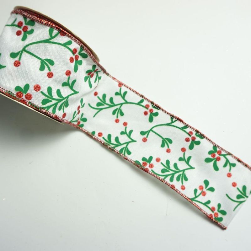 Manufacture Supplier 6.3 Cm 2.5 Inch Width Wired Christmas Ribbon Factory Clothing Accessories Berry Pick