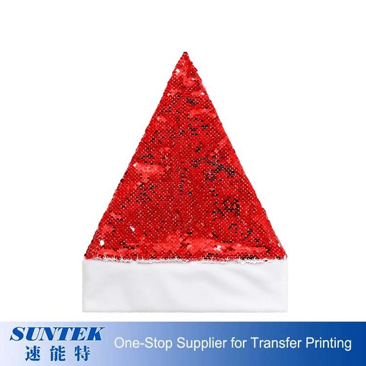 New Arrival Sublimation Christmas Hat Red Sequin Santa Hat Wholesale