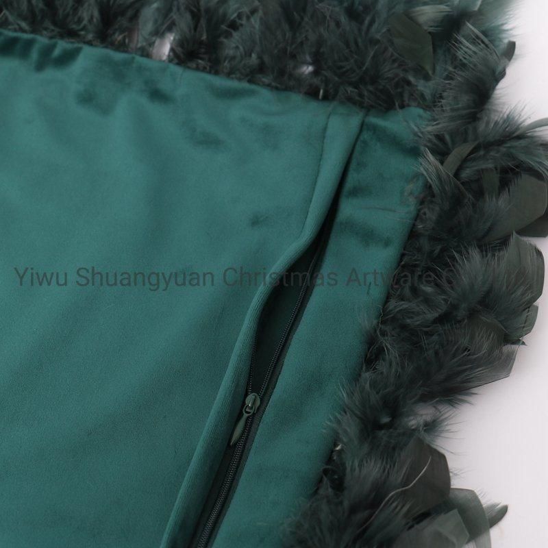 New Design Christmas Bolster Pillow with Feather for Holiday Wedding Party Home Decoration Hook Ornament Craft Gifts