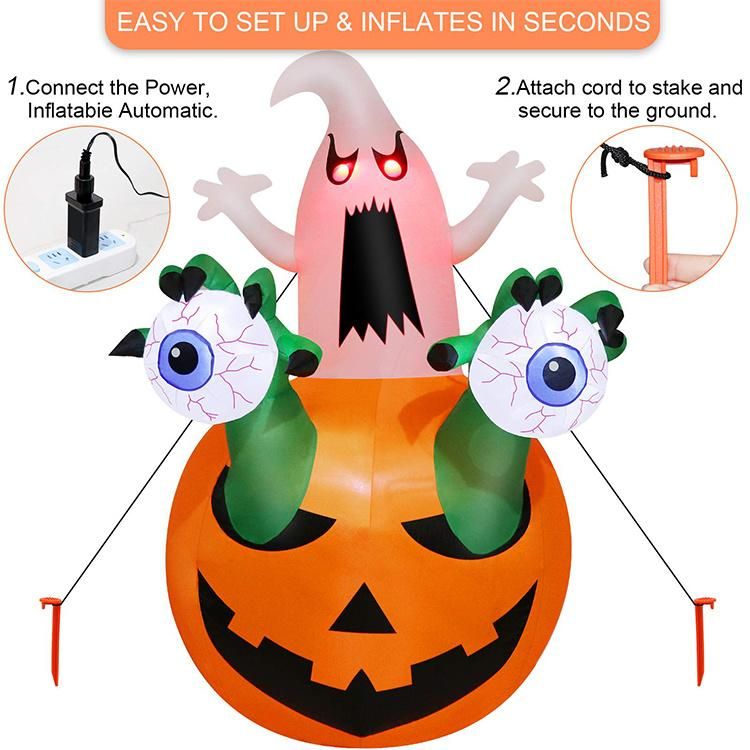 Hot Sale Eye Burst Halloween Inflatable Decoration Pumpkin an White Specter