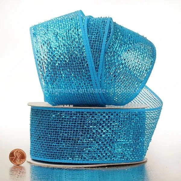 Half Solid Metallic 2.5′′ Wedding Deco Mesh Ribbons