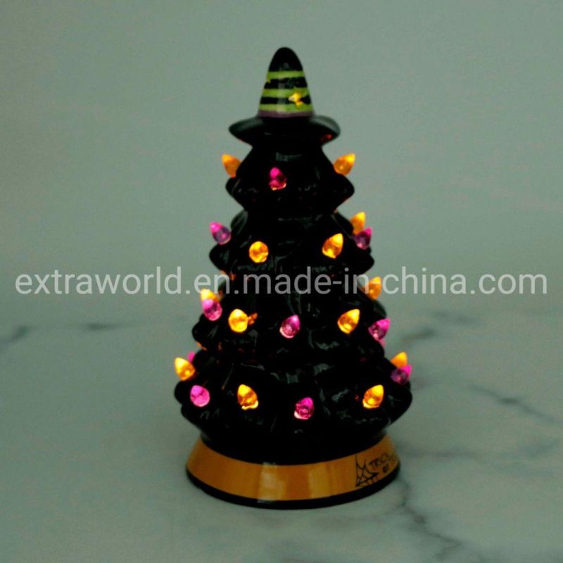 Hand-Painted Ceramic Hallowmas Home Decoration Gift with LED Light