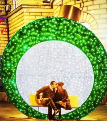 Customized Christmas Shopping Mall Decoration 3D LED Arch Motif Light Giant Christmas Ball Light