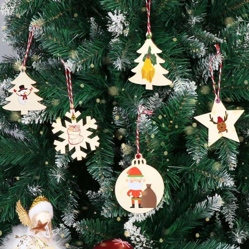 Christmas Tree Ornaments Custom DIY Christmas Craft Slices Wooden Hanging Baubles