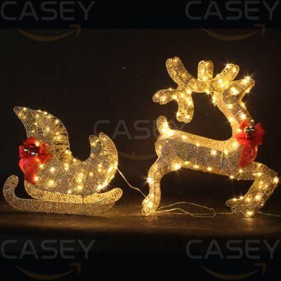 Factory Price Life Size Fiberglass LED Animated Deer for Outdoor Decoration
