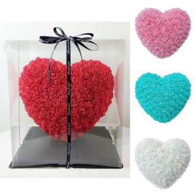 Chinese Factory Shape Preserved Flowers in Gift Acyrlic Packaging Box Roses Foam Rose Heart