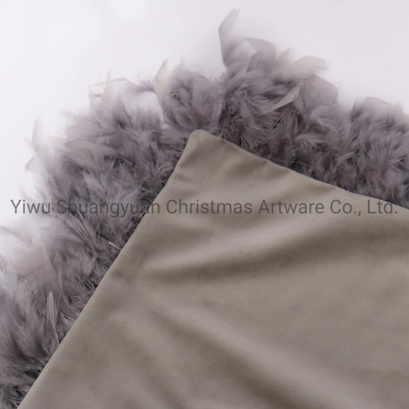 New Design Christmas Bolster Pillow with Feather for Holiday Wedding Party Home Decoration Hook Ornament Craft Gifts