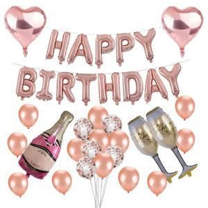 Rose Gold Aluminum Film Birthday Balloon Set Latex Balloons