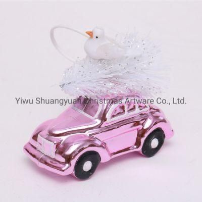 Plastic Shiny Pink Painted and Decoration Car Christmas Tree Decoration