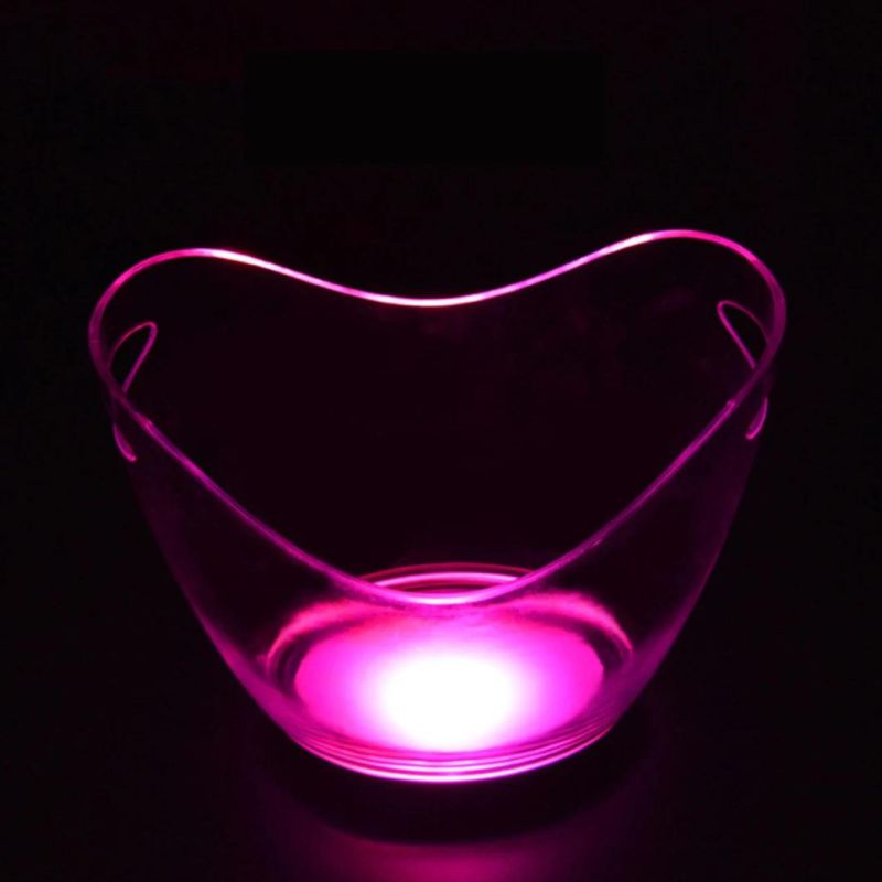 LED Transparent Plastic Acrylic LED Charging Colorful Ice Bucket