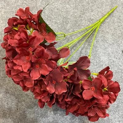 Factory Wholesale 5 Heads Hydrangea Wedding Artificial Hydrangea Flowers Bunches