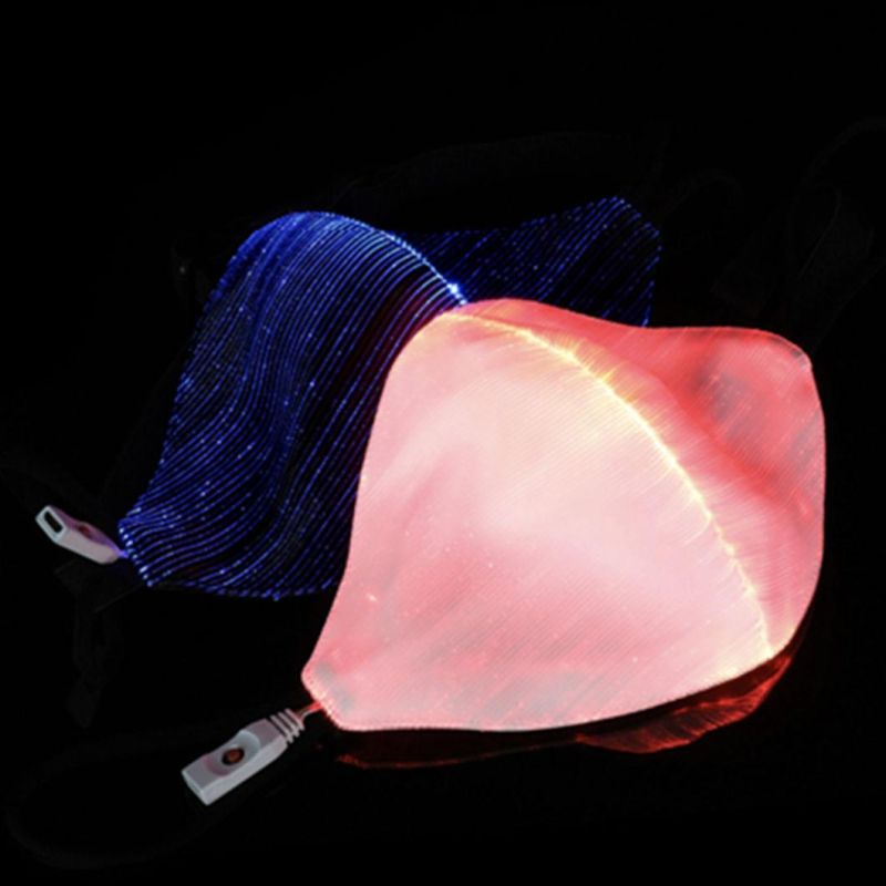 LED Light Optical Fiber Fabric Cool Mask Personality Chargeable Halloween Glow Party KTV Props Anti-Dust Face Masks