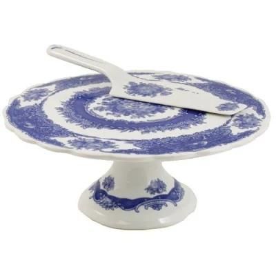 Chinese Ceramic Blue and White Plate Porcelain Cake Stand