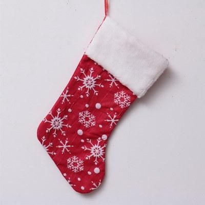 Hot Sale Fabric Socks Snowflake Printing Tree Hanging Ornaments Home Decoration